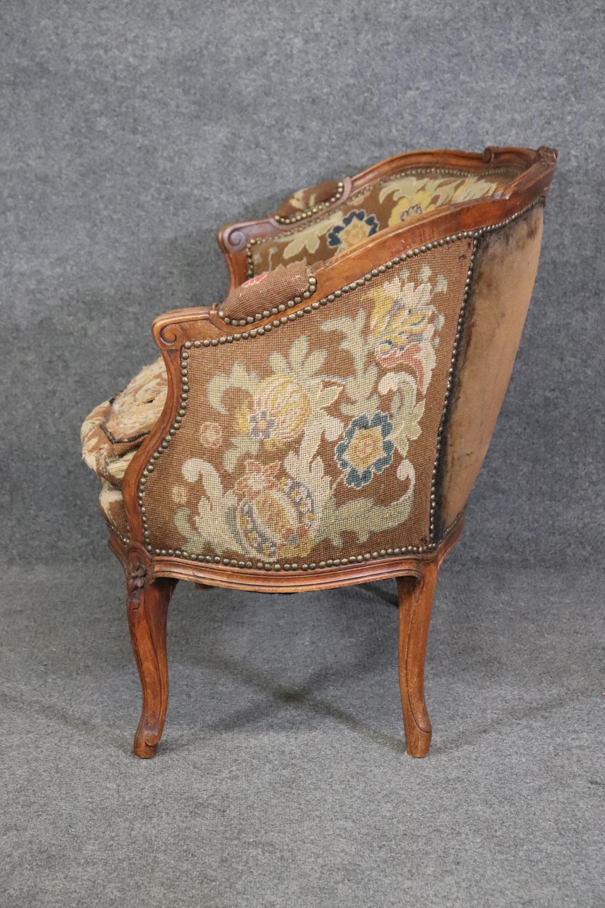 Late 19th Century Rare Size French Louis XV Needlepoint Upholstered Walnut Settee Canape