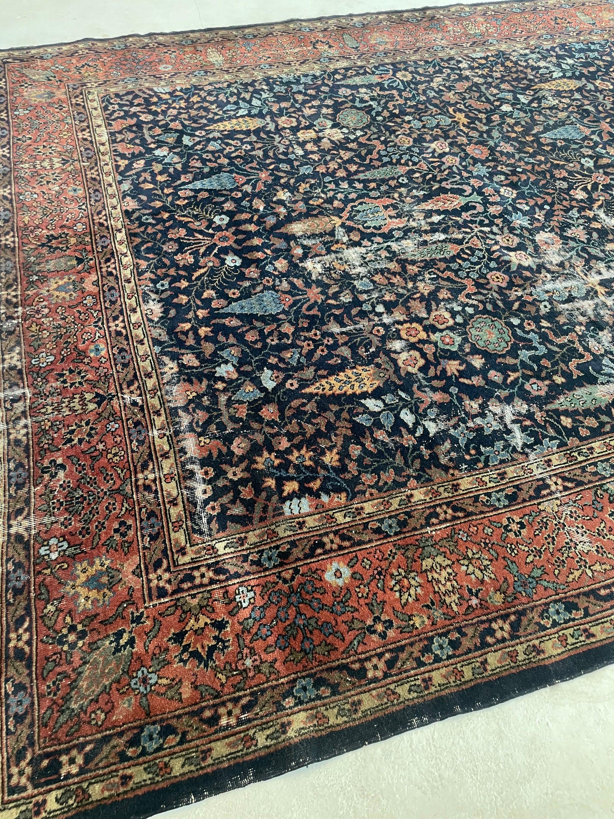 Hand-Knotted Rare Size & Gorgeous Vintage Turkish Garden Carpet, circa 1950's For Sale