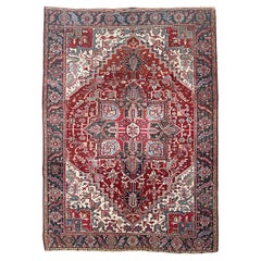 Alfombra antigua Heriz de tamaño poco común, c. 1930