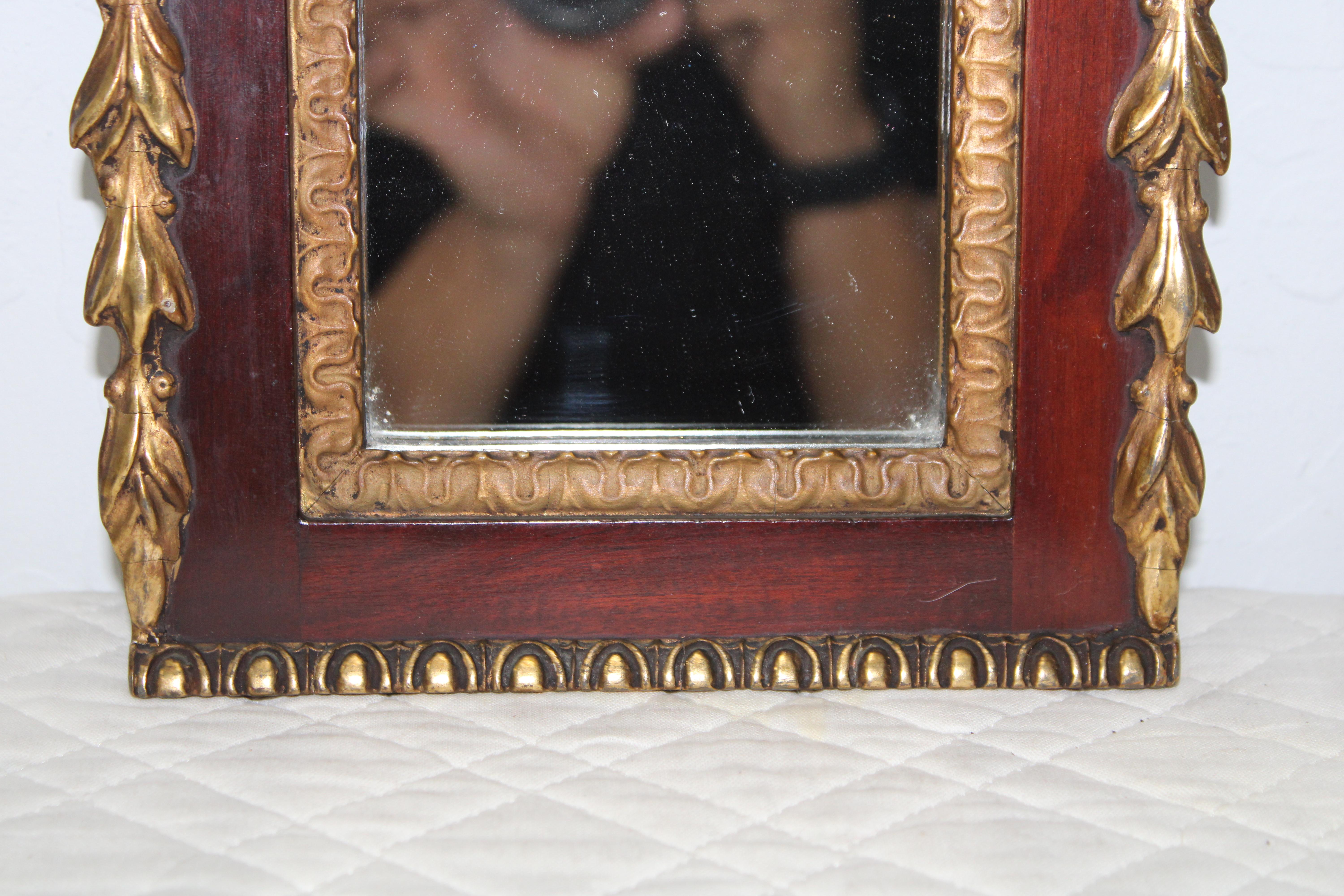 Glass Rare Sized, Carved & Gilt Empire Mirror w/ Shell Top For Sale