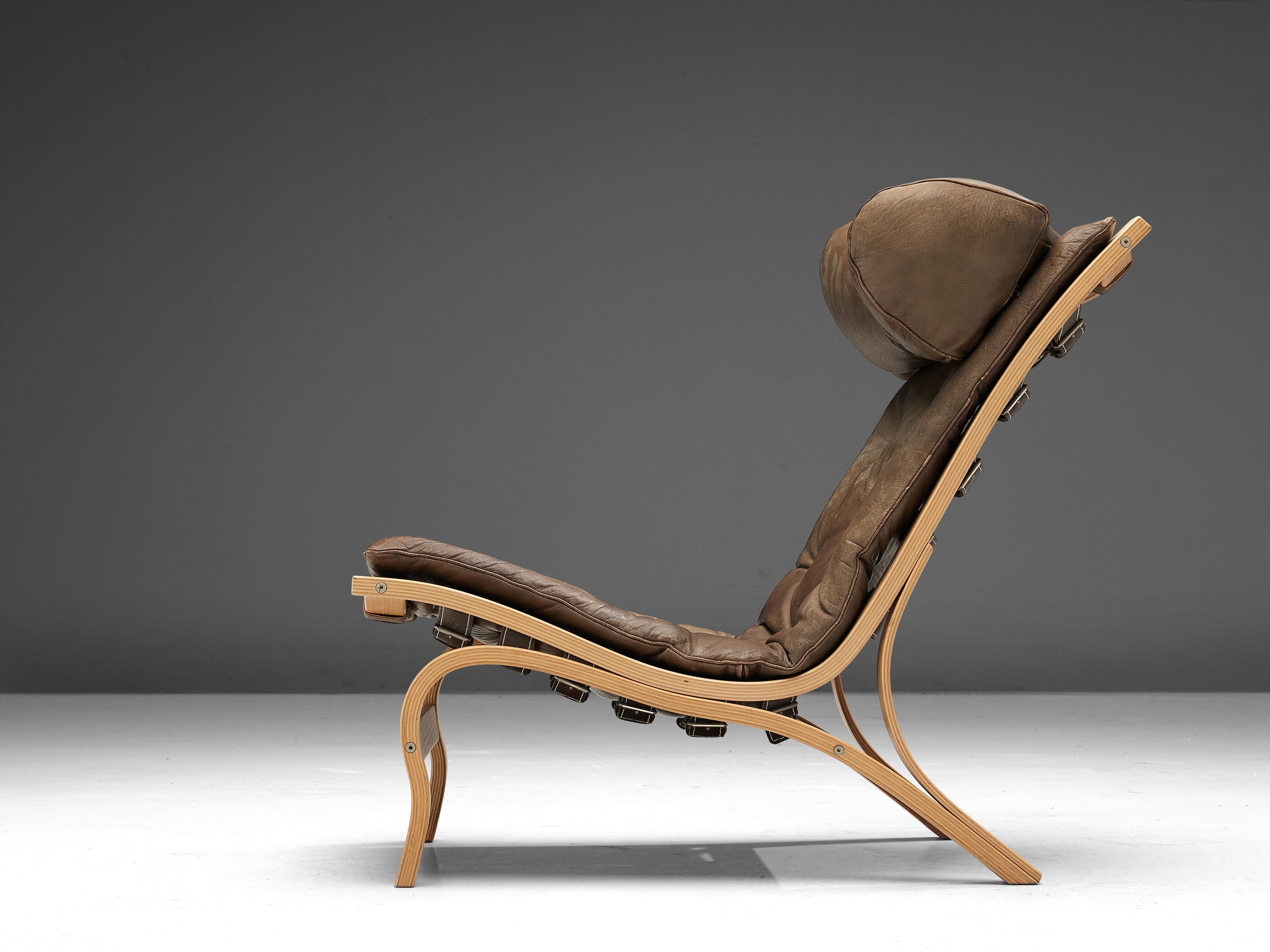 Leather Rare 'Skandi' Lounge Chair by Arne Norell