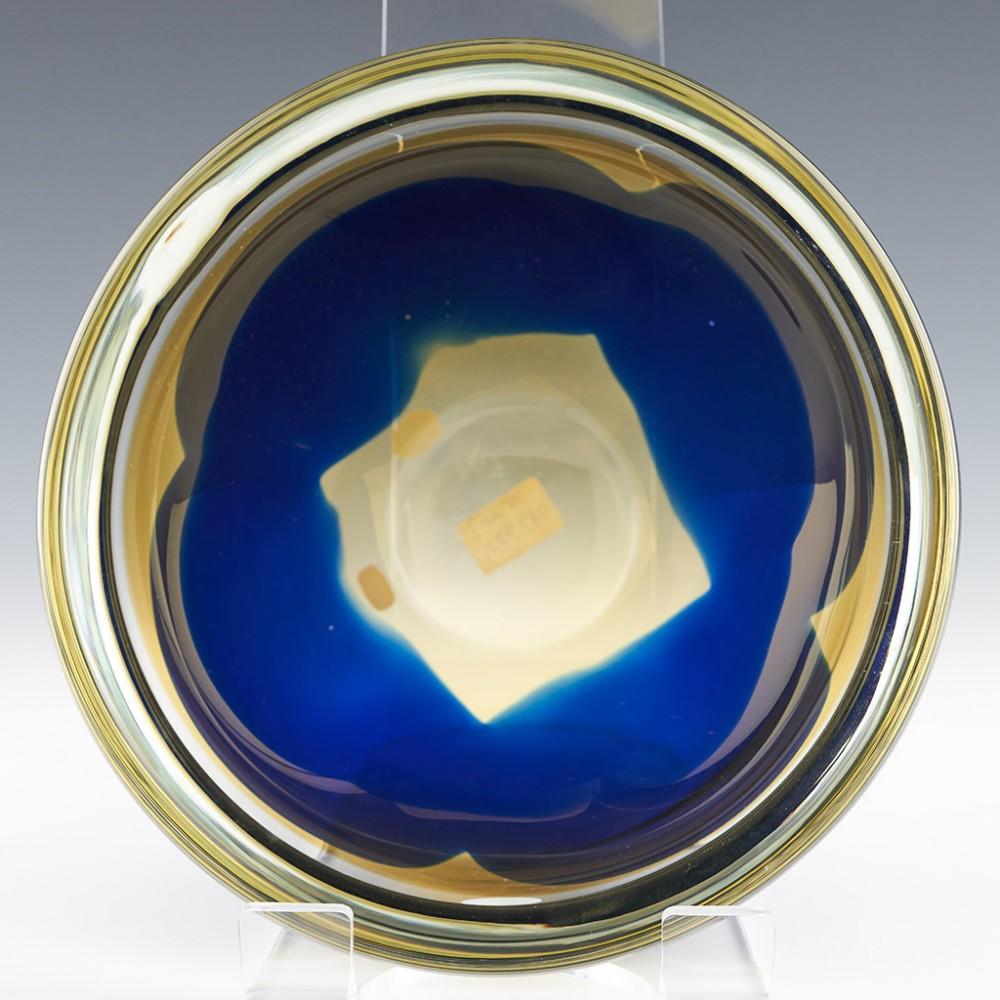 Rare Skrdlovice Yellow and Blue Cased Bowl Designed by Karel Wunsch, 1973 In Good Condition For Sale In Tunbridge Wells, GB