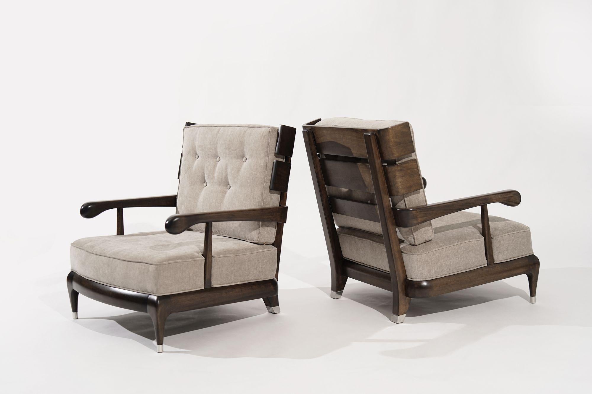 Mid-Century Modern Rare Slat-Back Walnut Lounge Chairs by Widdicomb, Circa 1950s For Sale