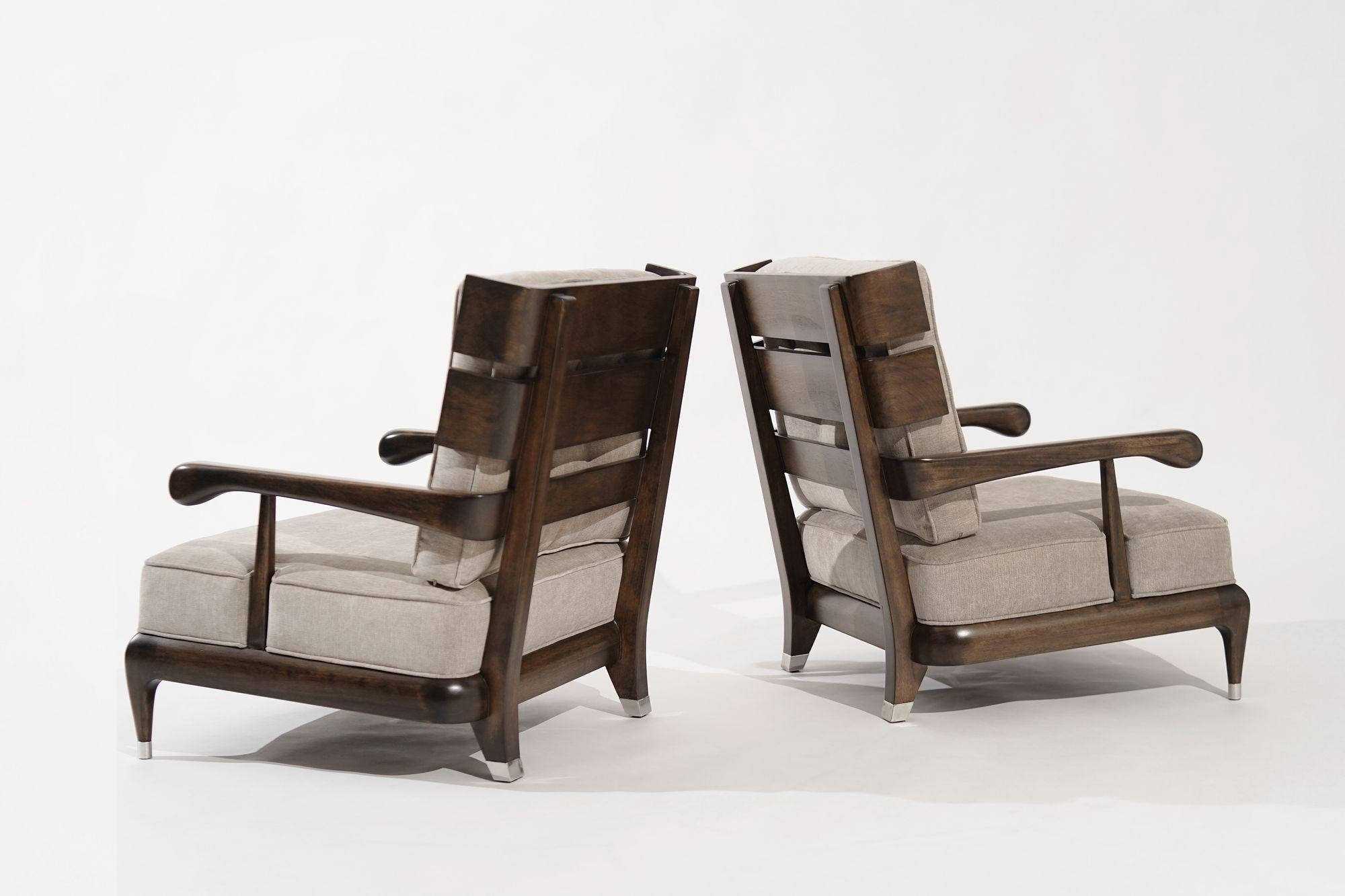 American Rare Slat-Back Walnut Lounge Chairs by Widdicomb, Circa 1950s For Sale