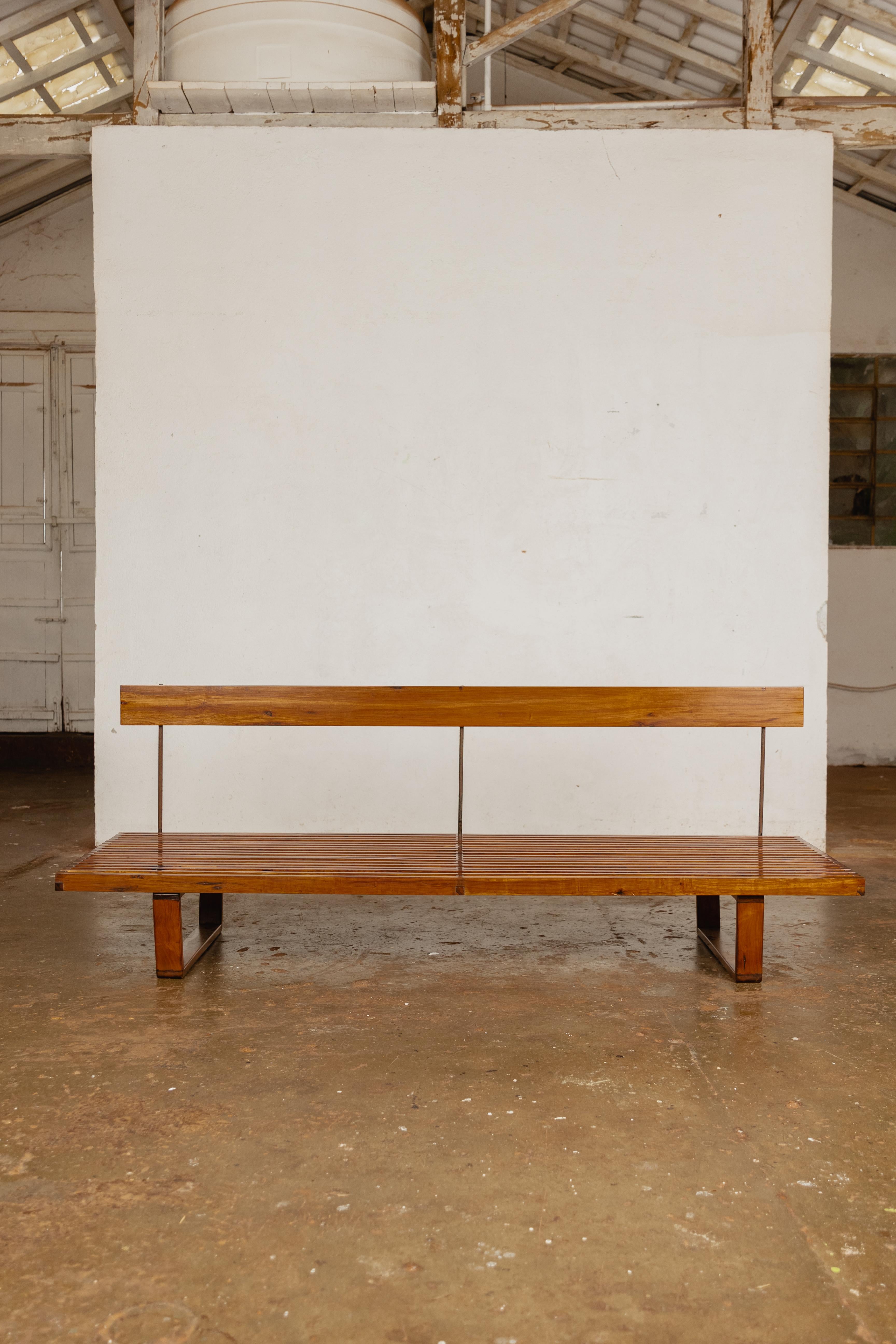 Mid-Century Modern Rare slatted bench by Martin Eisler For Sale