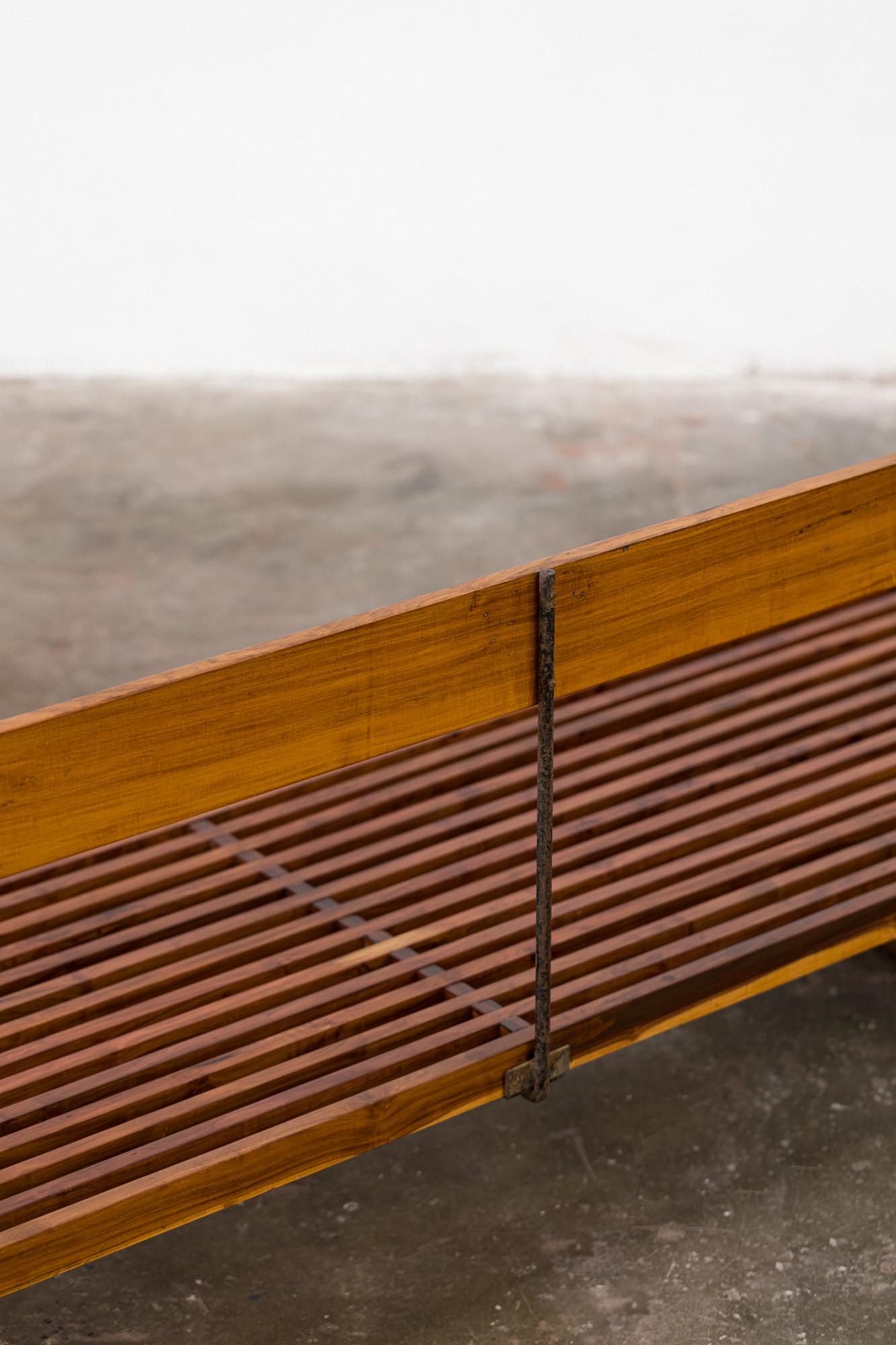 Pair of Rare slatted bench by Martin Eisler In Good Condition For Sale In London, England