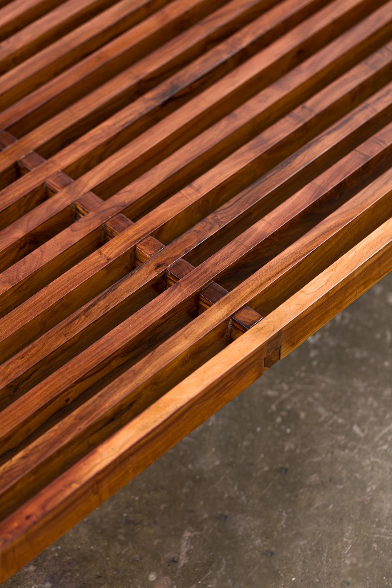 Hardwood Pair of Rare slatted bench by Martin Eisler For Sale