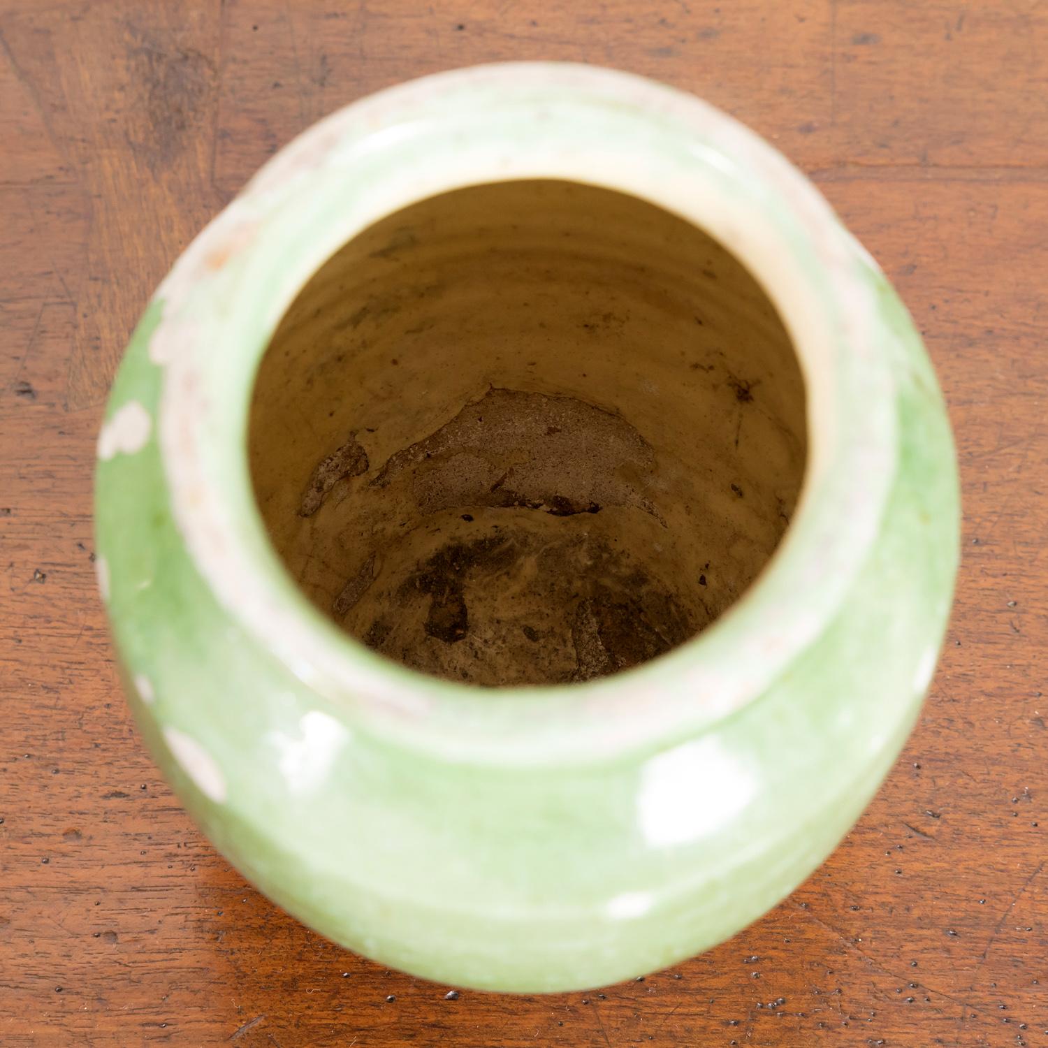 Rare Small 19th Century French Pot de Confit or Confit Pot with Green Glaze 5