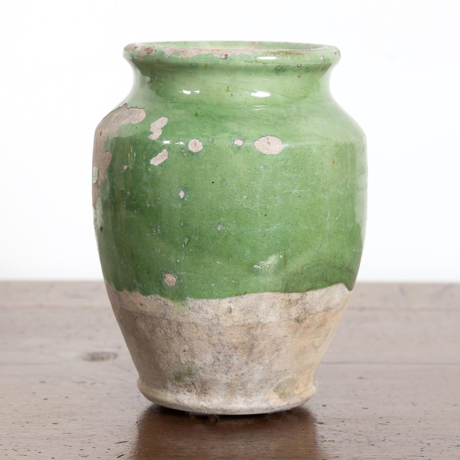 Rare Small 19th Century French Pot de Confit or Confit Pot with Green Glaze 2