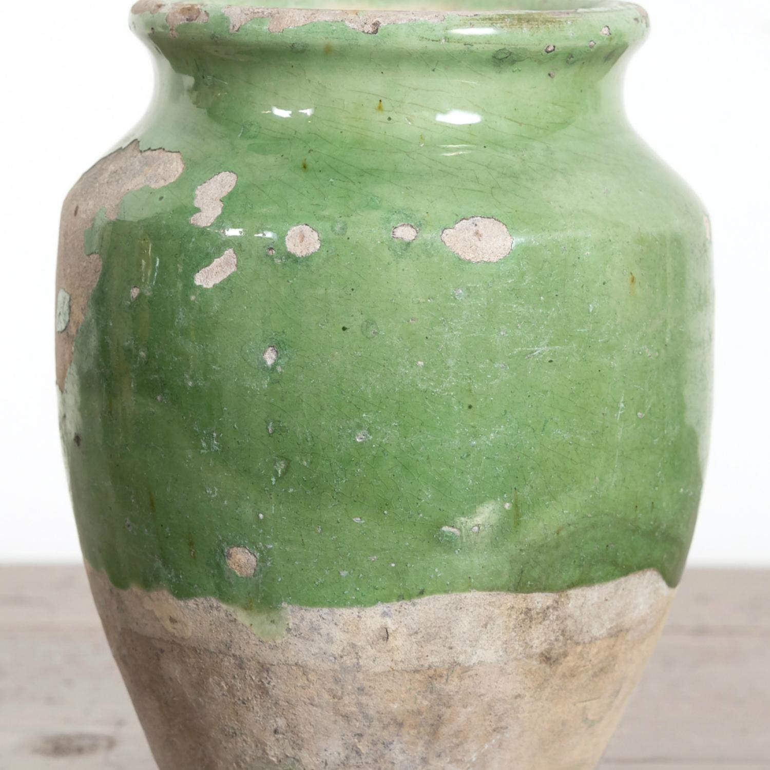 Rare Small 19th Century French Pot de Confit or Confit Pot with Green Glaze 3