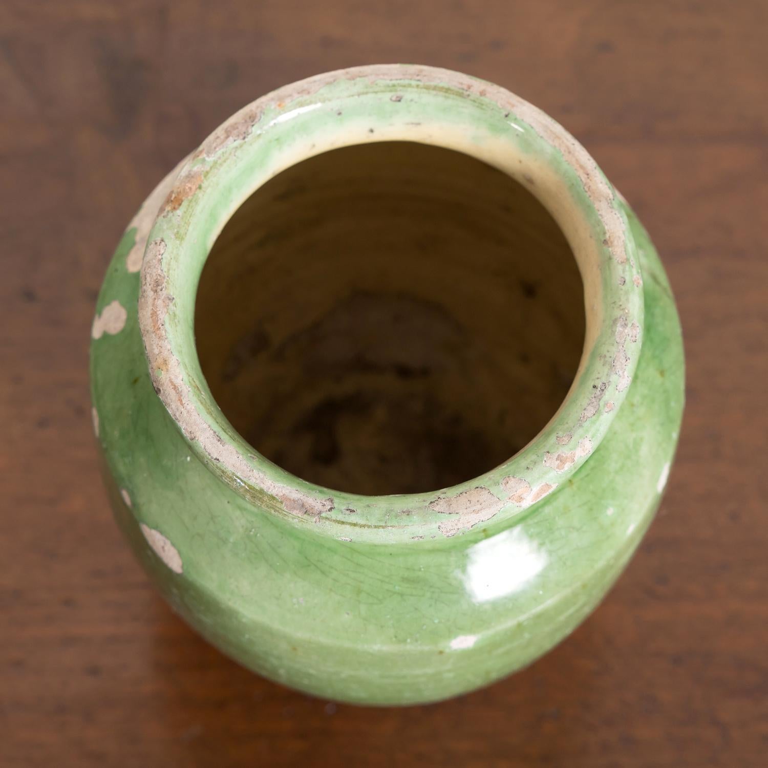 Rare Small 19th Century French Pot de Confit or Confit Pot with Green Glaze 4