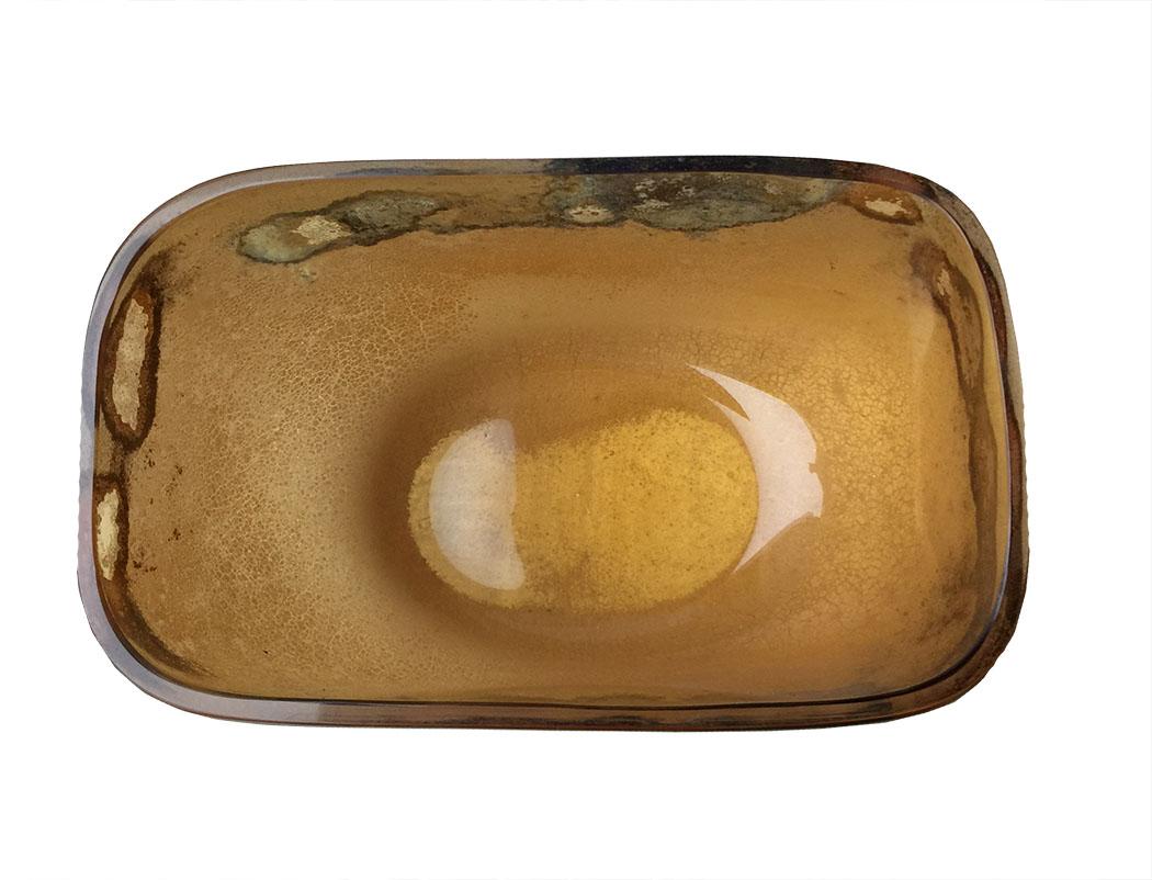 Italian Rare Small Alfredo Barbini Scavo Glass Bowl