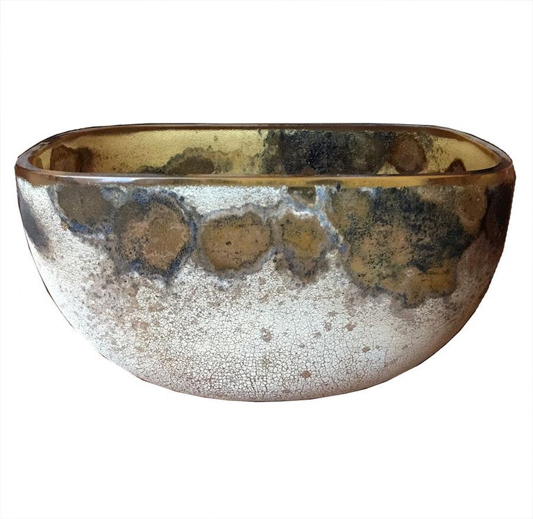 Rare Small Alfredo Barbini Scavo Glass Bowl at 1stDibs