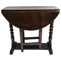 Rare Small Used 17th Century Oak Gate Leg Table