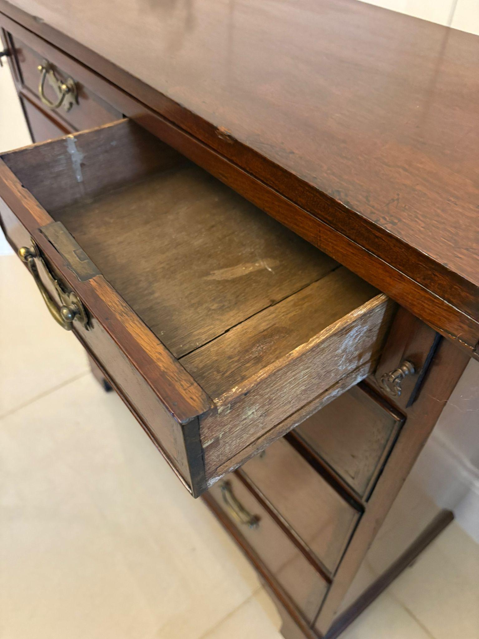 English Rare Small Antique George III Quality Mahogany Bachelors Chest of 5 Drawers For Sale