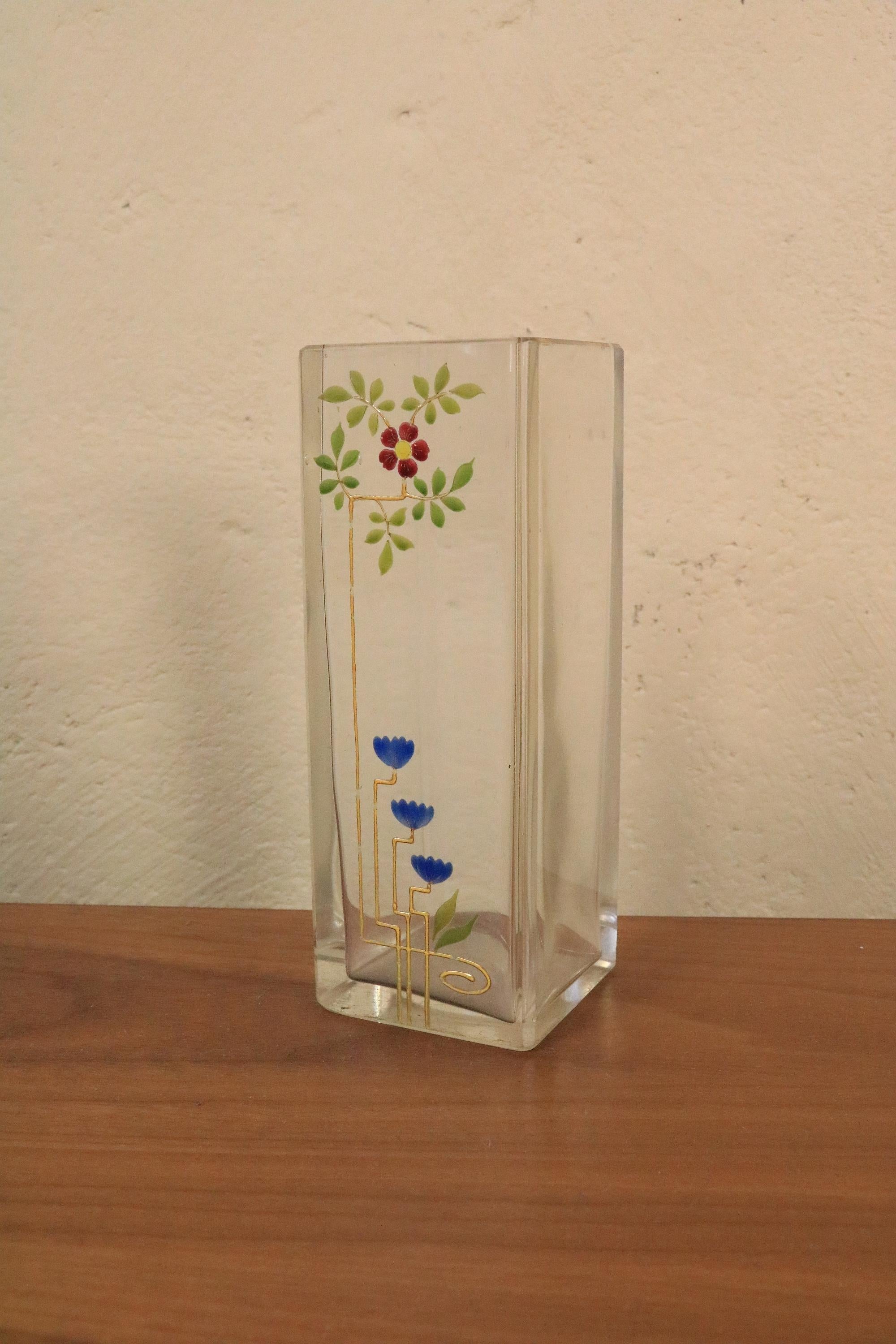 Art nouveau Rare petit vase en verre Art Nouveau, 1900, Josef Riedel, Polaun en vente