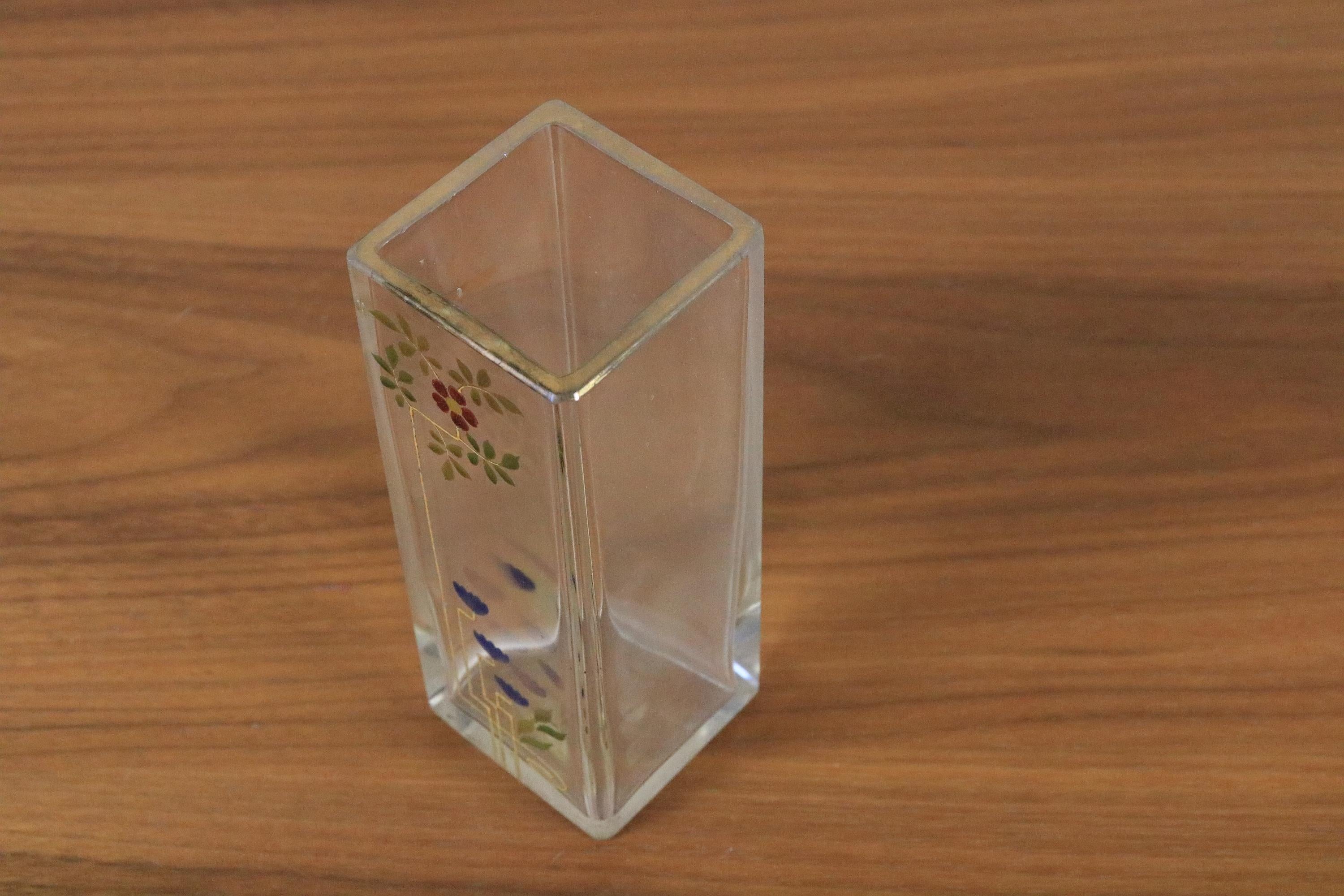 Czech Rare Small Art Nouveau Glass Vase, 1900, Josef Riedel, Polaun For Sale