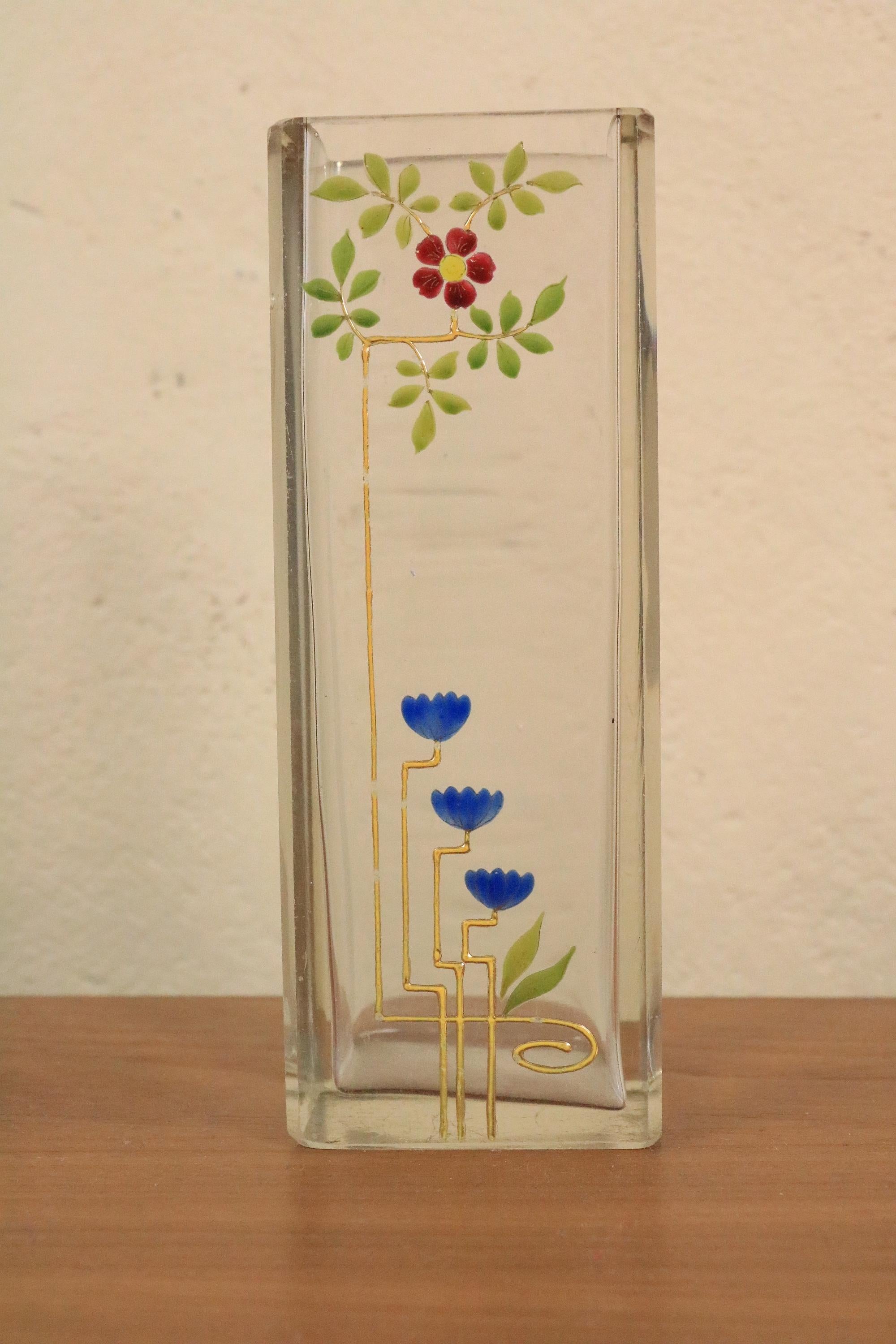 Verre Rare petit vase en verre Art Nouveau, 1900, Josef Riedel, Polaun en vente