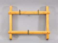 Rare Small Carl Auböck Wardrobe Coat Rack Beechwood Patinated Bronze Hooks, 1950