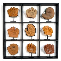 Rare Small Child's Antique Baseball Glove Custom Mounted Display.