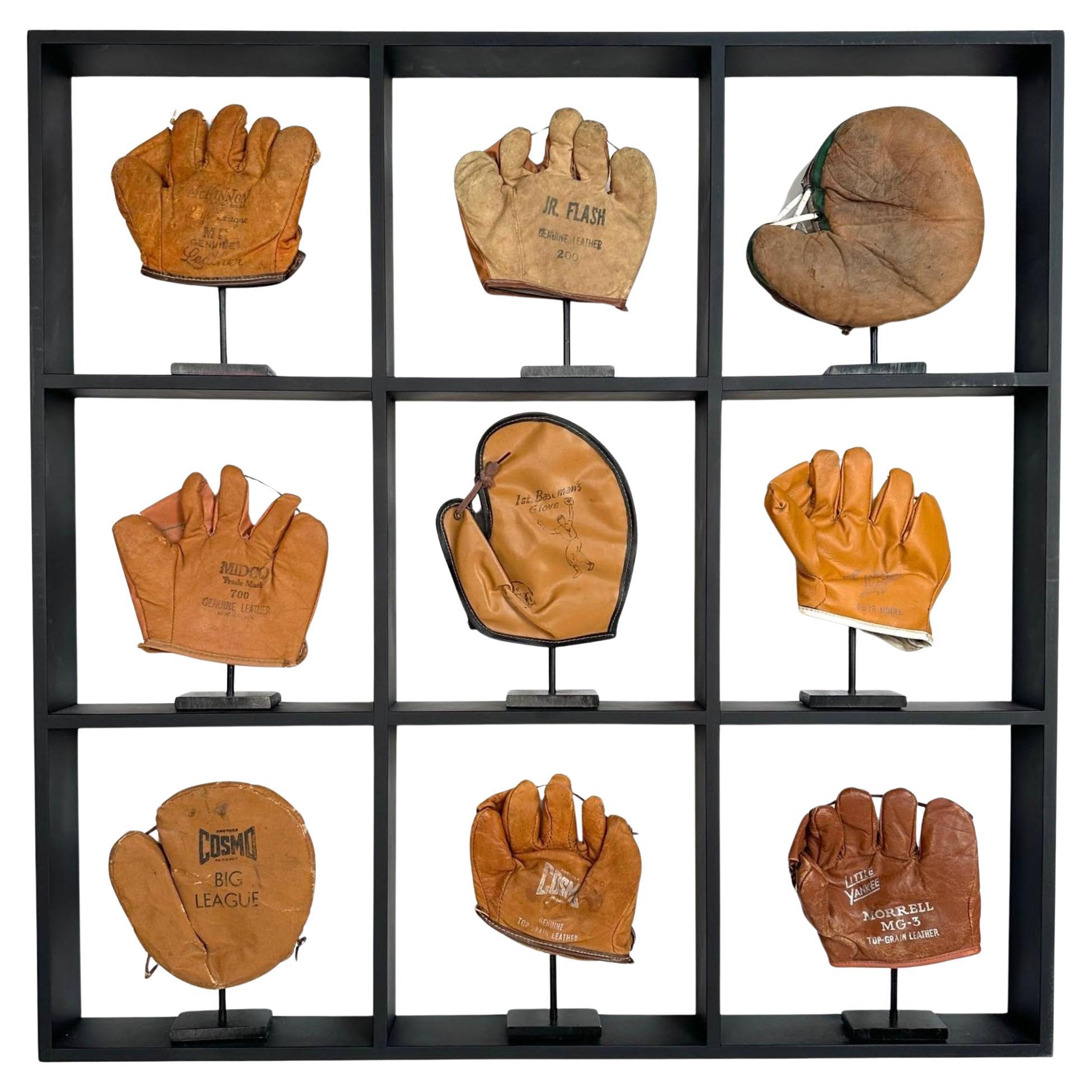 Rare Small Child's Antique Baseball Glove Custom Mounted Display.