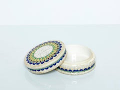 Rare Small Cream Art Deco Box Emaux de Longwy, 1920