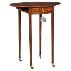Rare Small English George III Rosewood Ovular Pembroke Side Table circa 1795