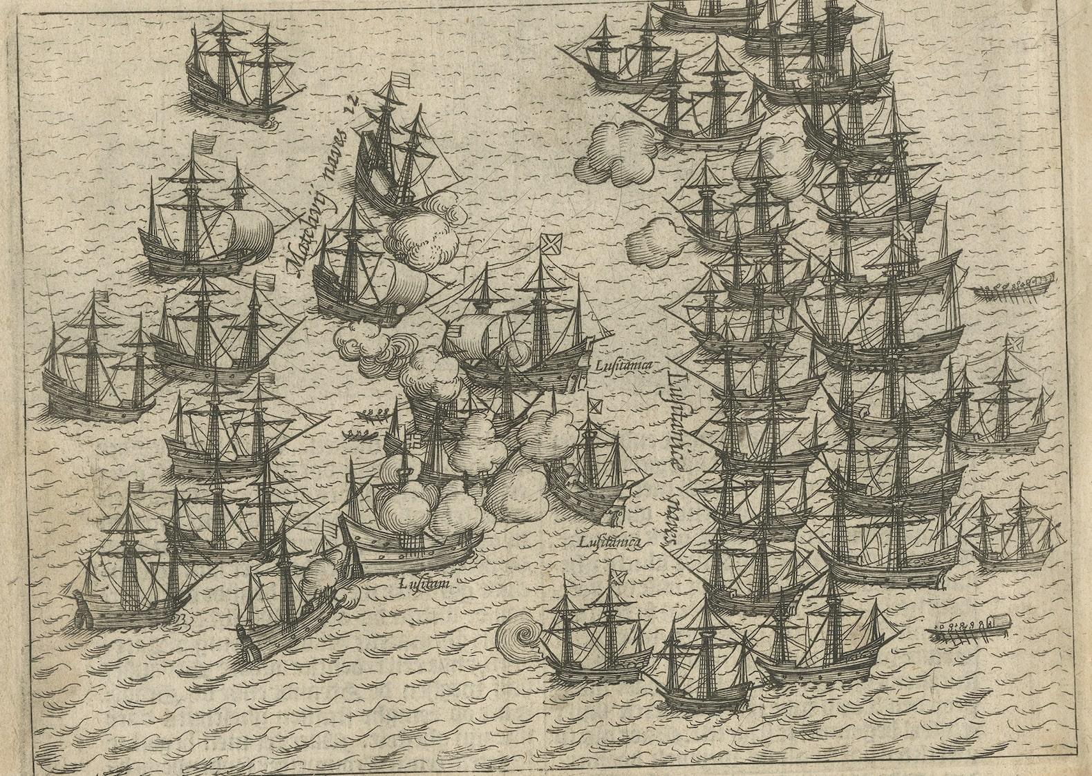 Rare Small Engravings of the Dutch Siege of Malacca in 1606, Published in 1614 In Good Condition In Langweer, NL