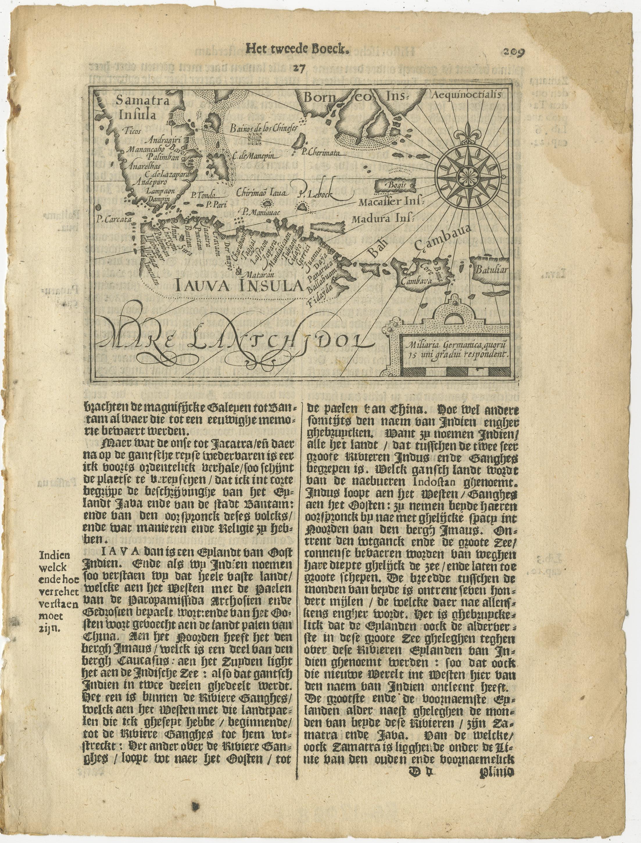 One of the first maps of the Indonesia islands of Java, Bali, Sumbawa etc. in early days of the Dutch Indies. Also showing Banten, Jakarta (Jacatra), Indragiri, Barus Tiku, Palembang, Indramayu, Tegal, Jepara, Kota agung, Bima, Makassar