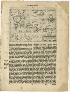 Rare Small Map of Sumatra, Java, Borneo, Macassar, Madura, Bali, 1614