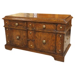 Rare Small Scale Walnut and Brass Credenzino from Bologna Italy, Circa 1550