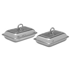 Rare Small Size George V Sterling Silver Entrée Dishes by Vander & Hedges, 1910