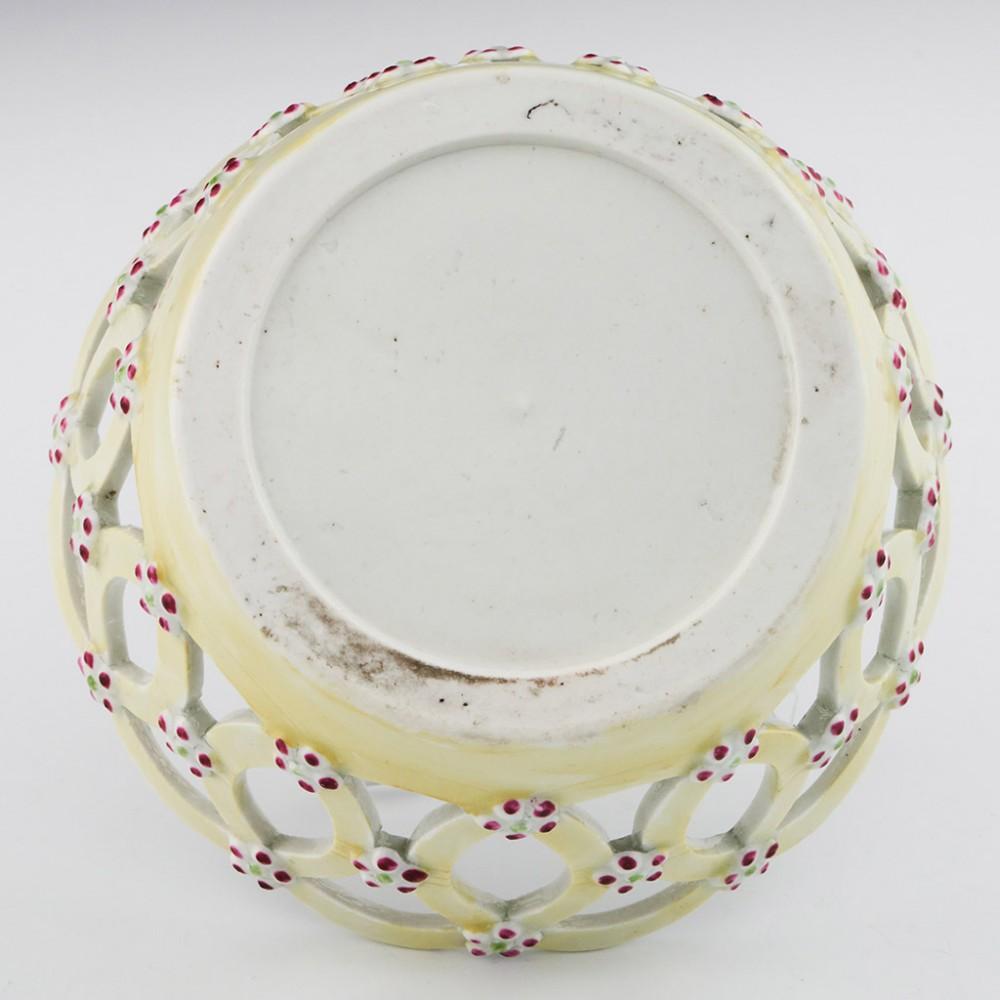 18th Century and Earlier Rare Small Size Yellow Ground First Period Worcester Porcelain Basket, c1760 For Sale