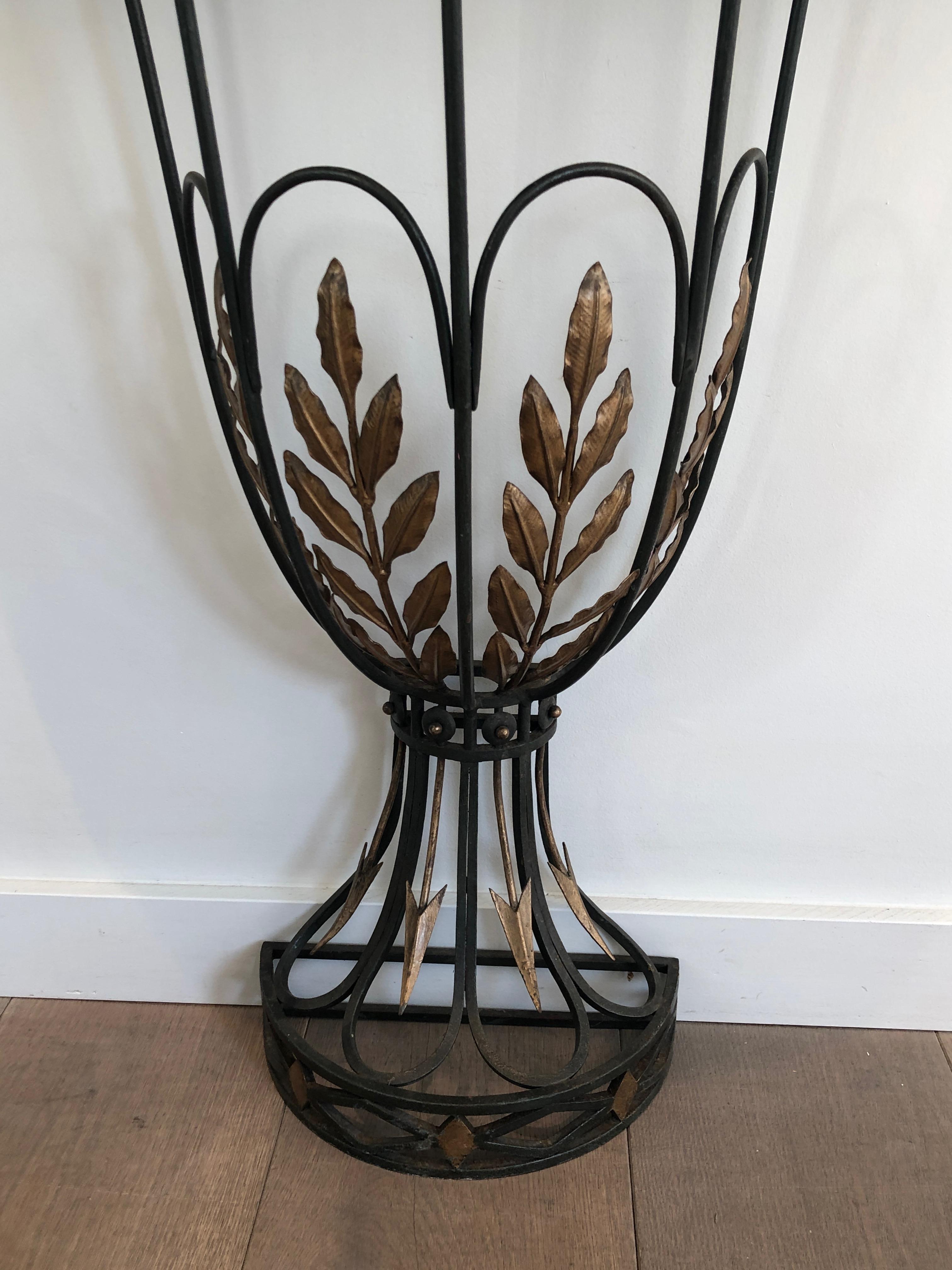 Rare Small Wrought Iron Console with Marble Top. French work. Circa 1940 For Sale 12