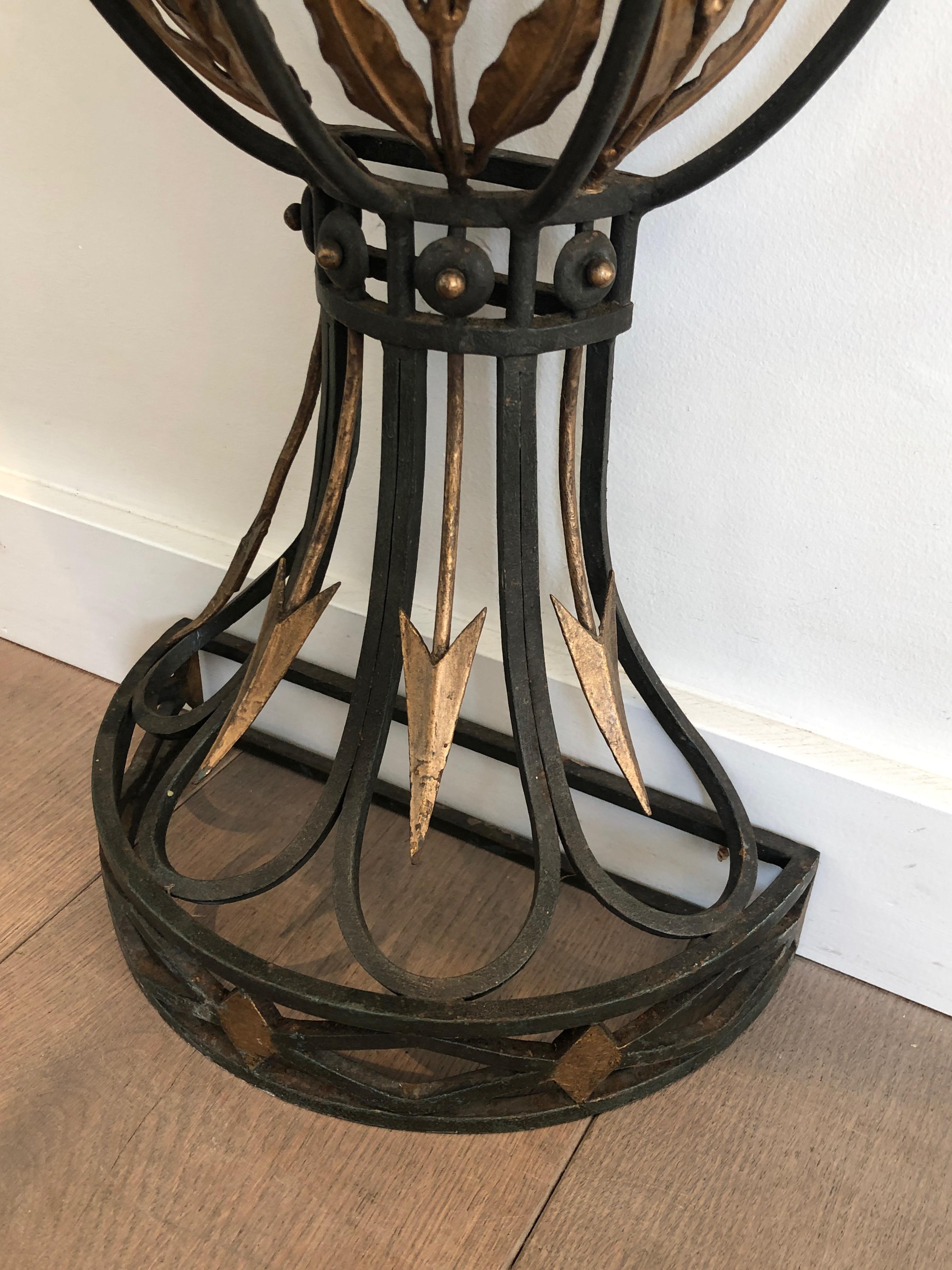 Rare Small Wrought Iron Console with Marble Top. French work. Circa 1940 For Sale 13