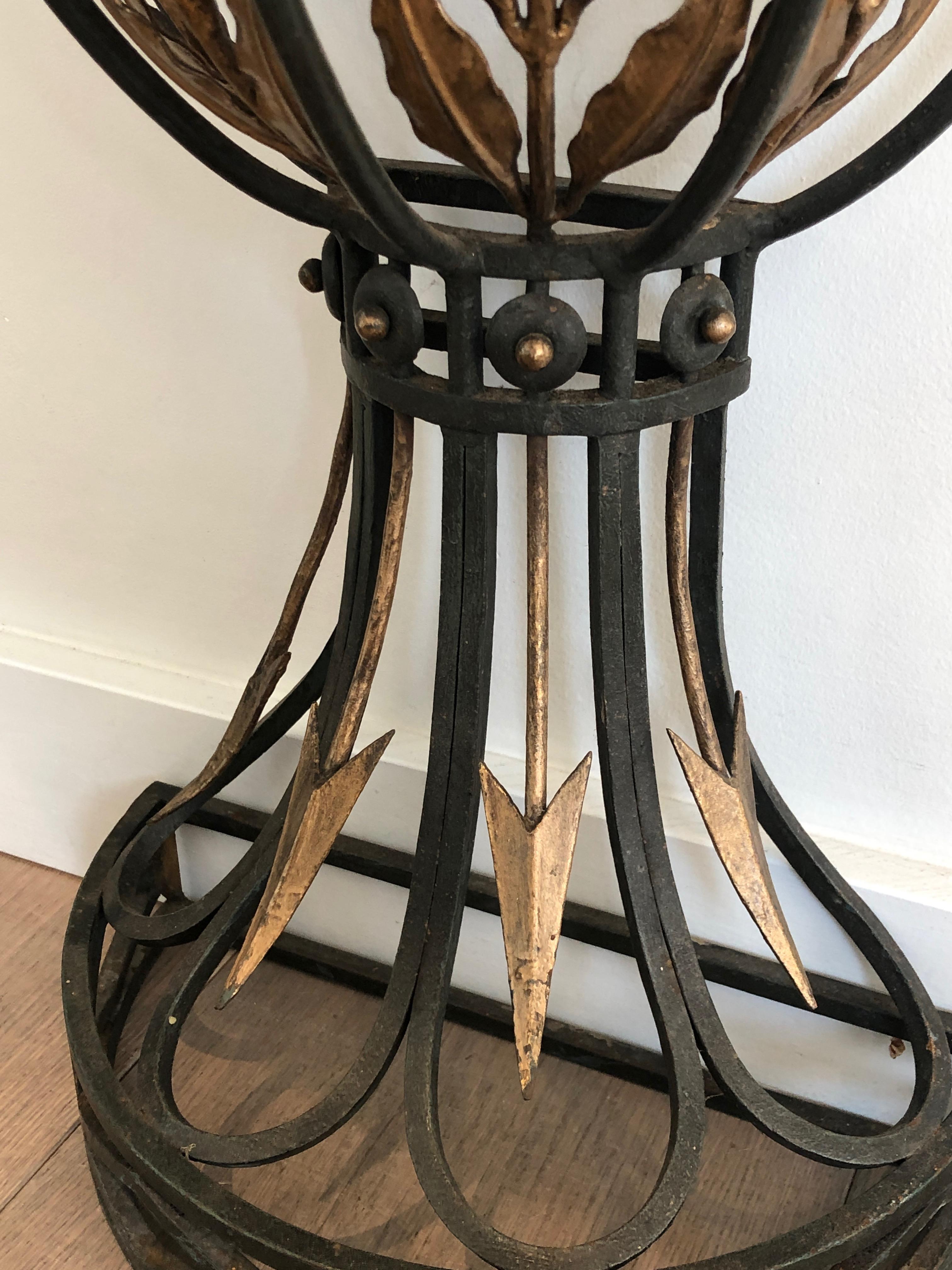 Rare Small Wrought Iron Console with Marble Top. French work. Circa 1940 For Sale 14