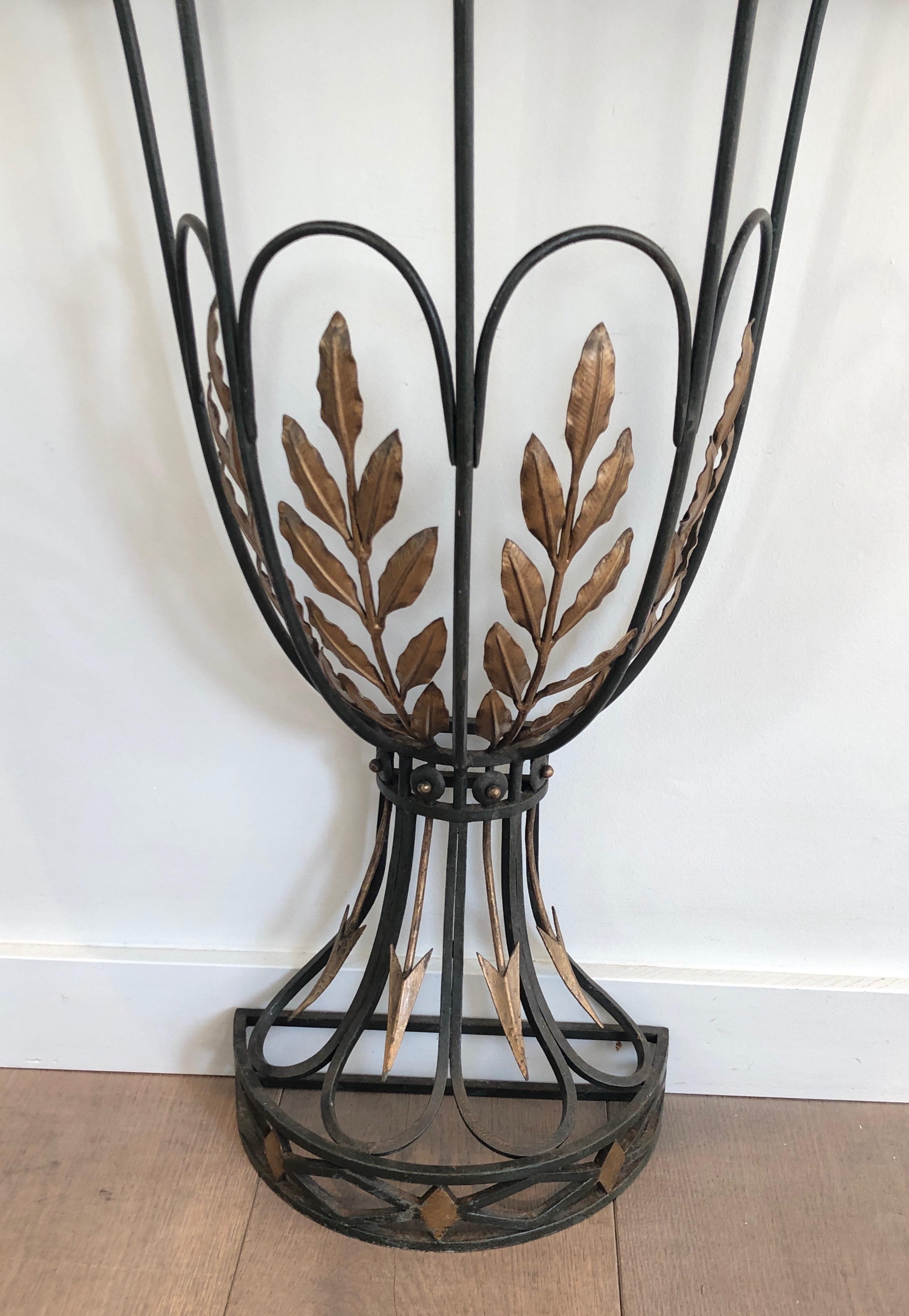 Rare Small Wrought Iron Console with Marble Top. French work. Circa 1940 For Sale 1