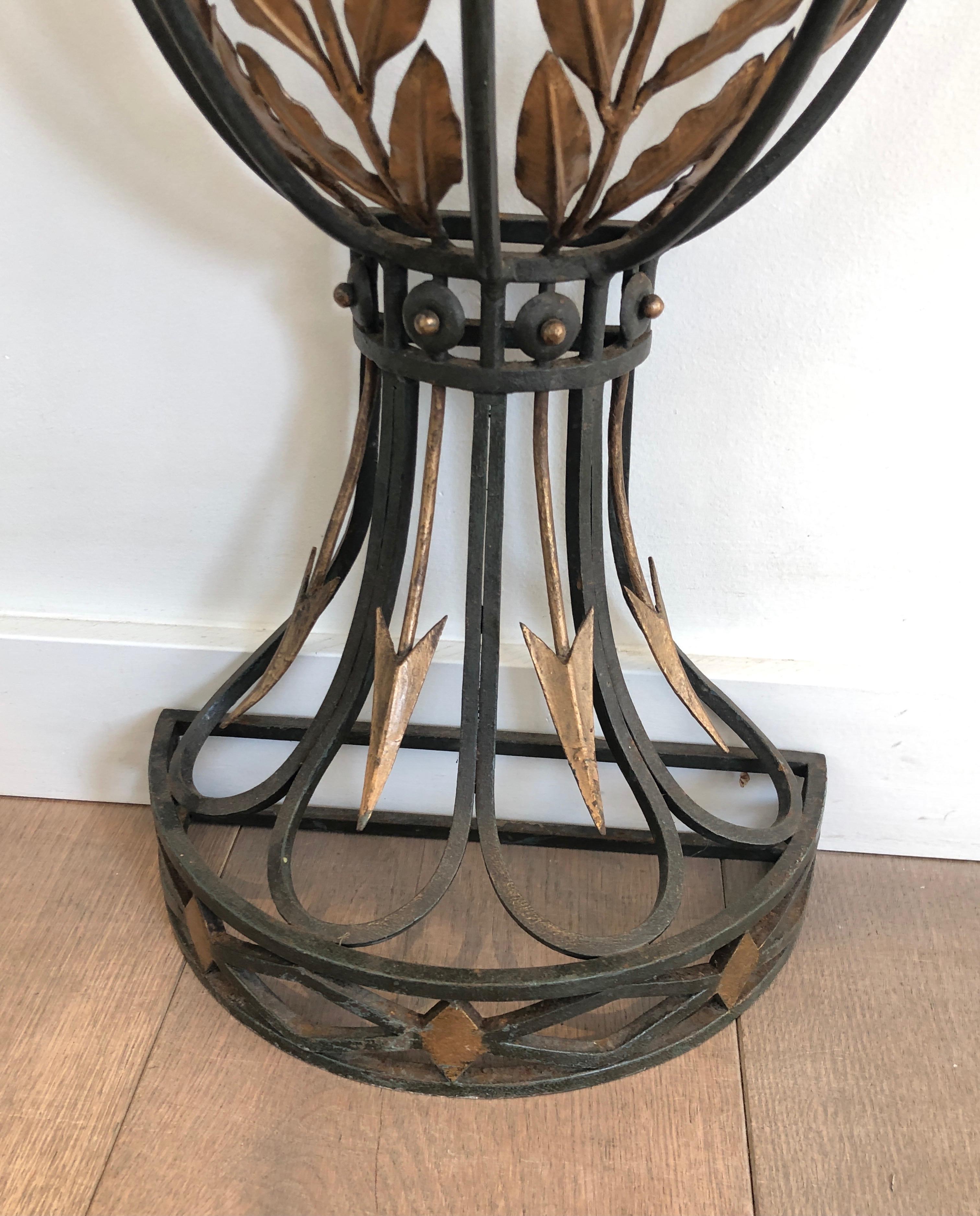 Rare Small Wrought Iron Console with Marble Top. French work. Circa 1940 For Sale 4