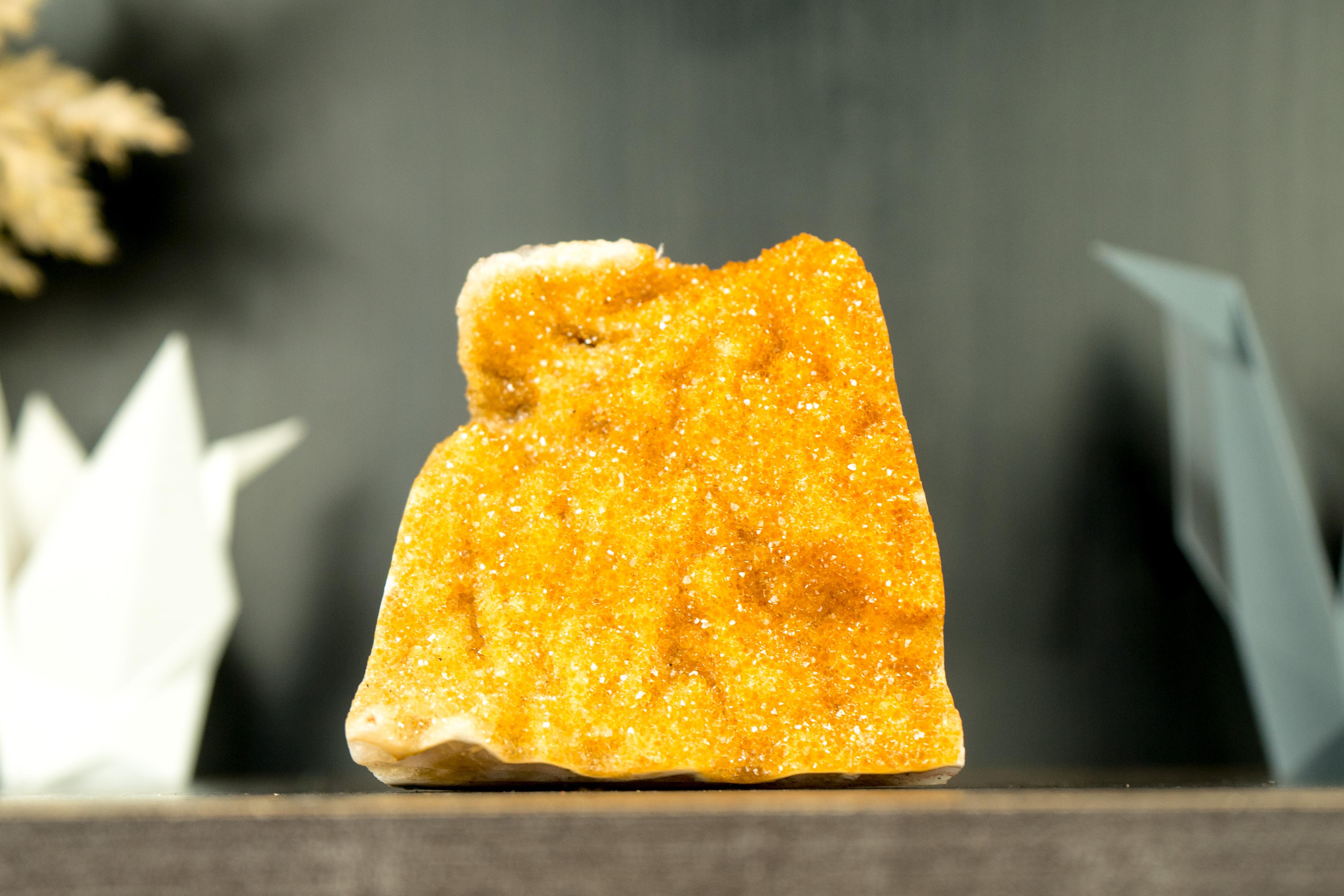 Rare Small Yellow Citrine Cluster with Sparkly Galaxy Druzy

▫️ Description

Though small in size, this magnificent Citrine specimen presents a stunning formation and rarity. Topped with Yellow Galaxy Druzy. Its distinctive combination of features