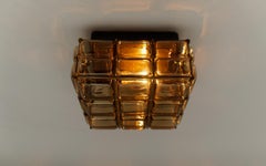 Seltene Flush Mount "BOOM" aus Rauchglas und Messing von Limburg, Deutschland 1960s