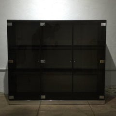 Rare Smoked Glass and Chrome Cabinet or Vitrine by Pierre Cardin