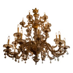 Rare Smoked Glass Handblown Murano Chandelier, Circa 1940