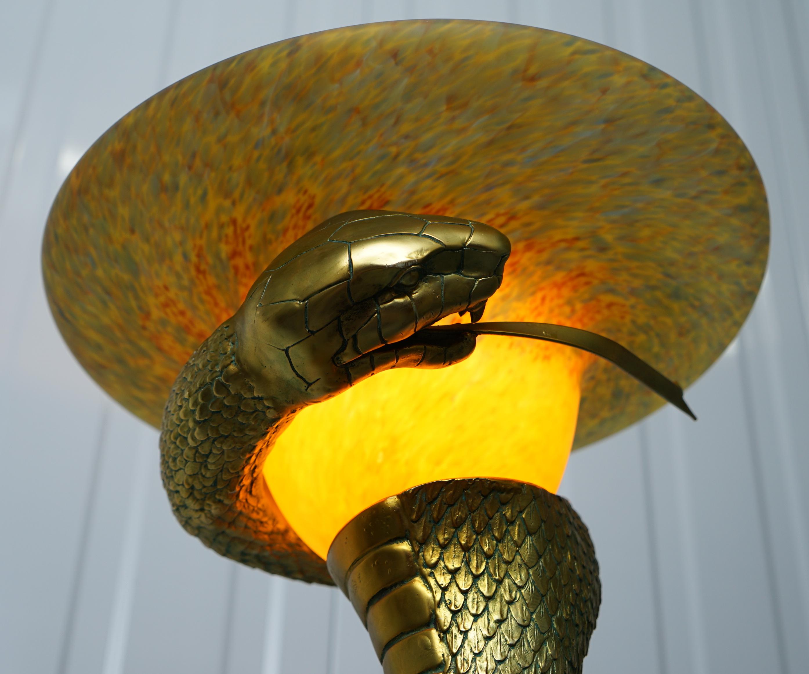 English Rare Snake Floor Standing Lamp after Edgar Brandt