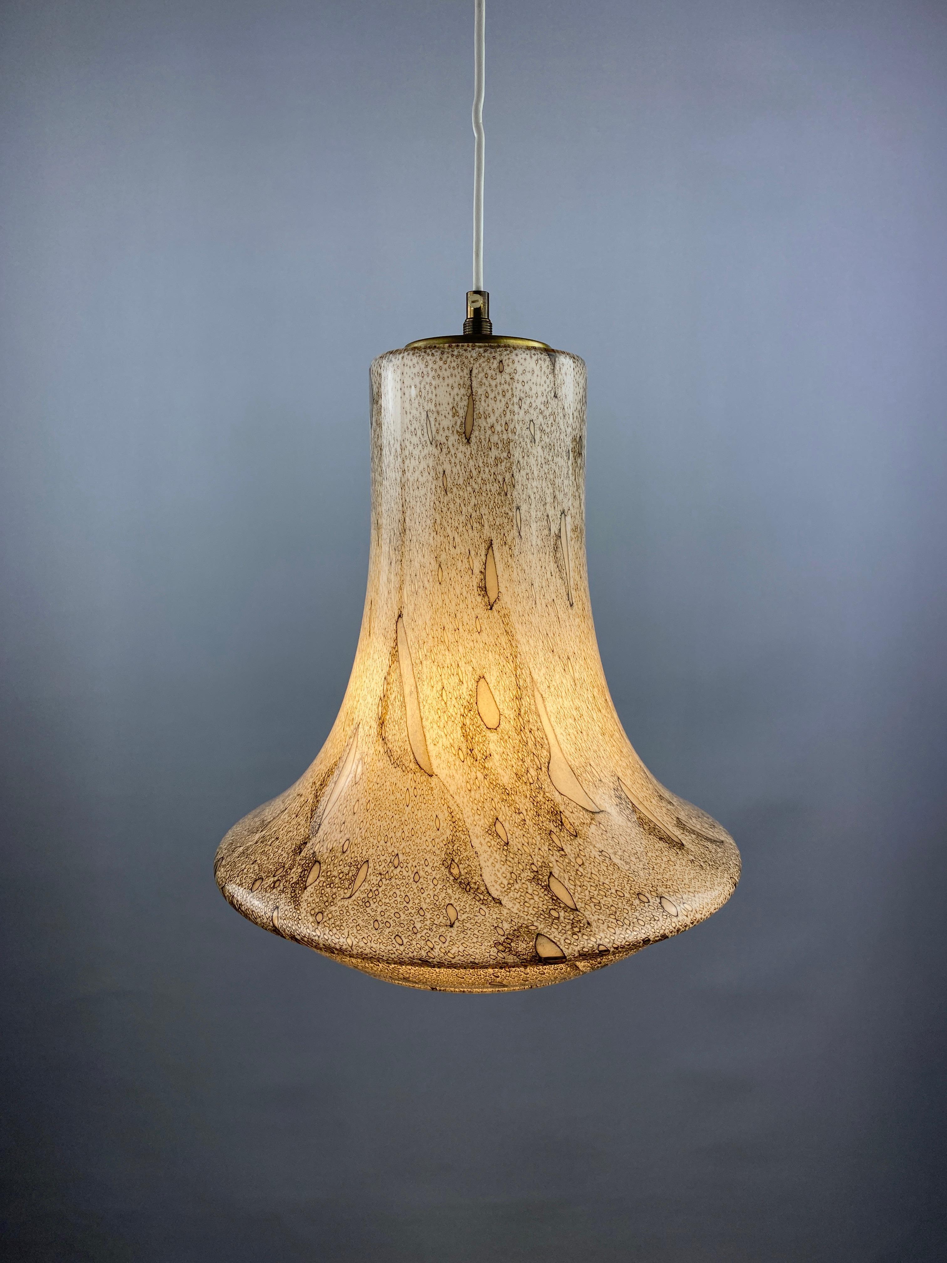 Mid-Century Modern Rare snakeskin pattern glass pendant light by Viktor Berndt for Flygsfors Sweden For Sale