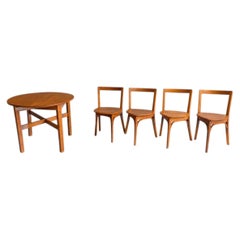 Rare Snug-Seat Three-Legged Dining Set, Attributed to W. B. McLean Co., Ca 1920