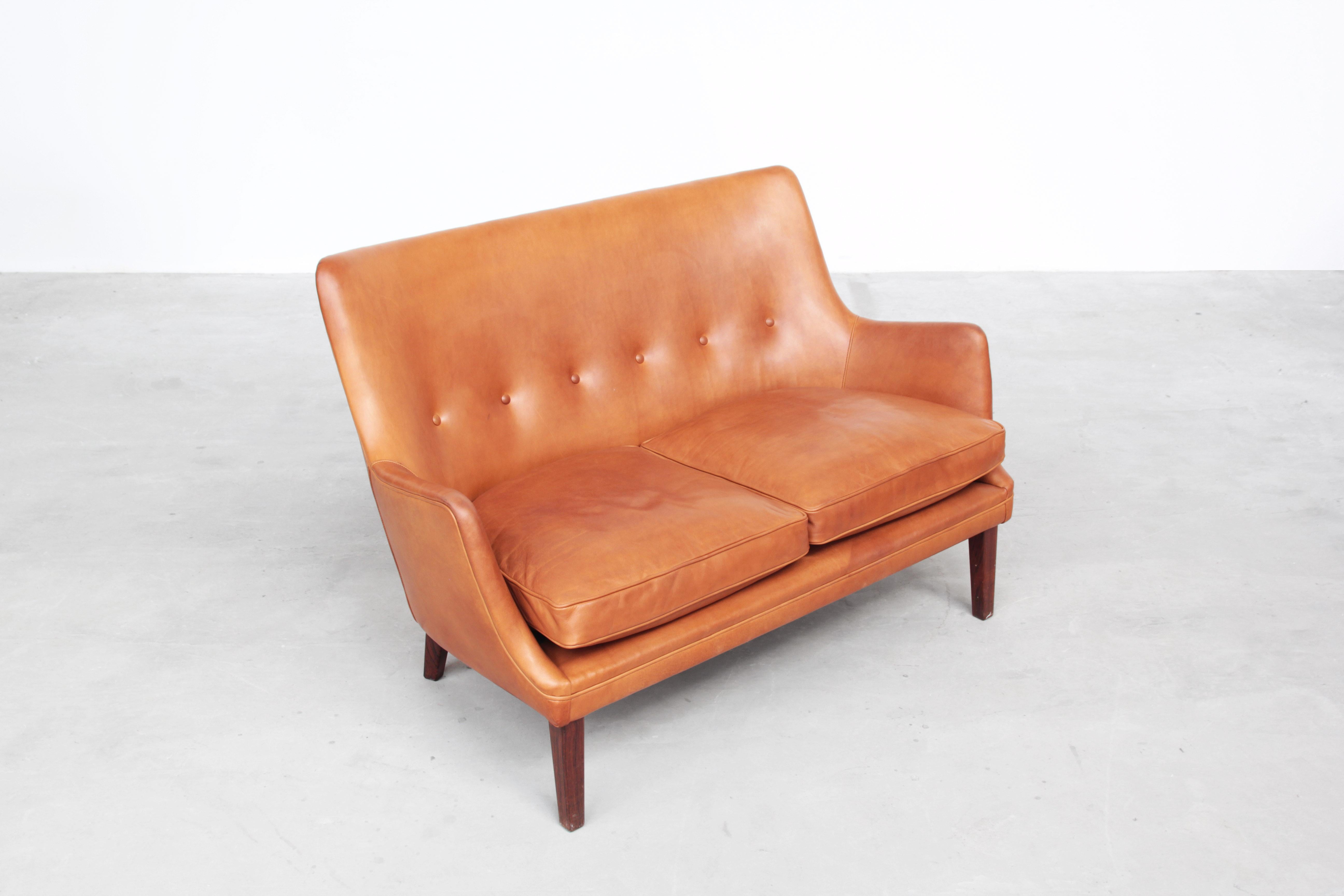 Leather Rare Sofa by Arne Vodder for Ivan Schlechter Denmark, 1953