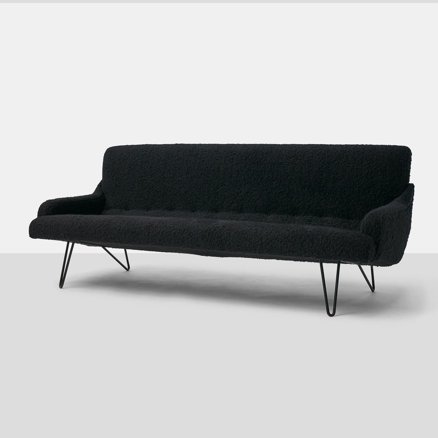 Rare Sofa by Greta Grossman for The Sherman Bertram Company.
USA, 1952

A rare and collectible sofa designed by Greta Grossman. This sofa appeared in the May 1952 edition of the Arts & Architecture magazine.
The metal frame is in original