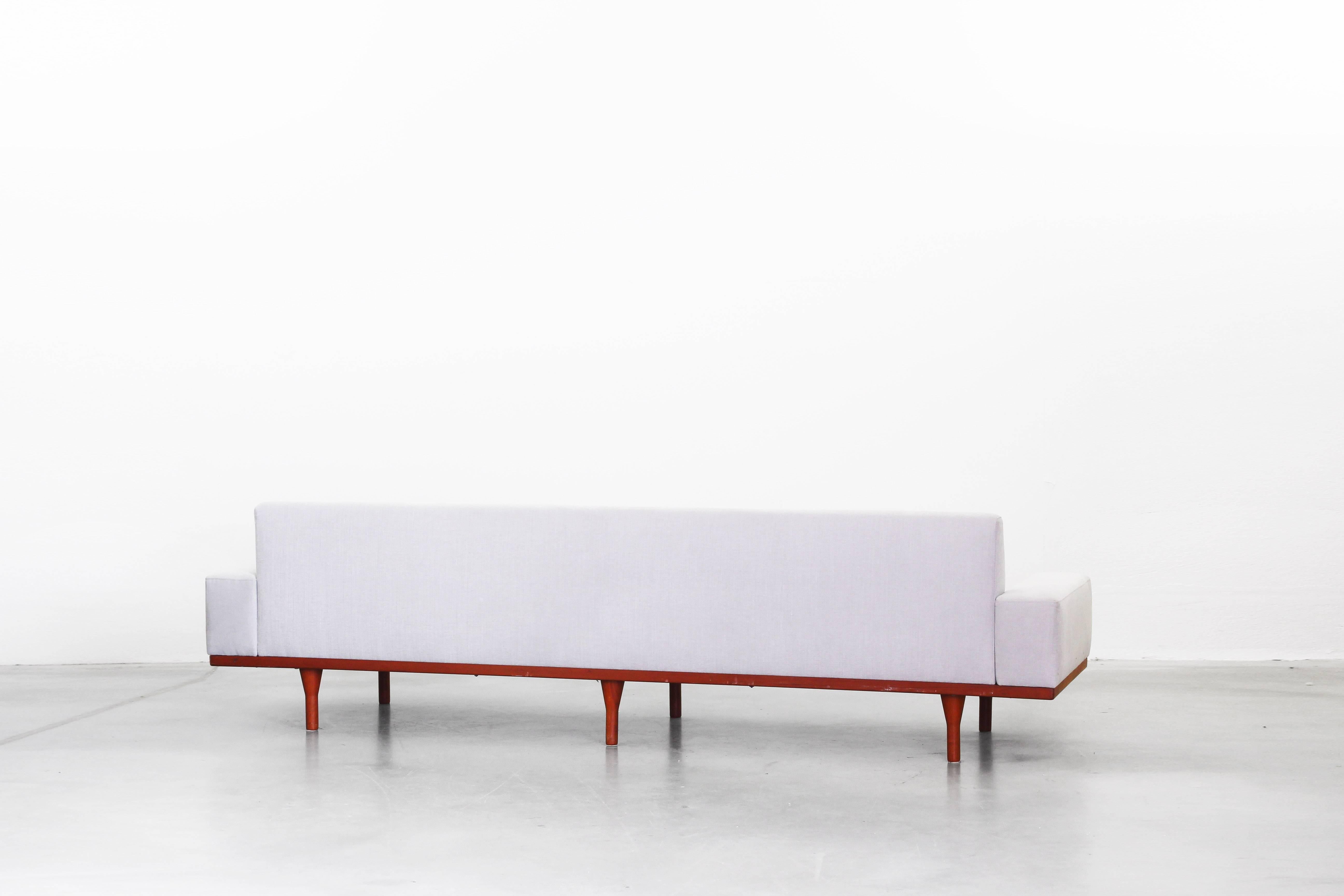 Rare Sofa by Illum Wikkelsoe Wikkelso for Søren Willadsen Teak New Upholstery In Excellent Condition In Berlin, DE