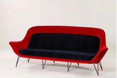 Lenzi Sofa Metall und Messing Sockel Italien 1950er Jahre