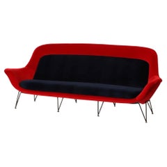 Sofa von Lenzi aus Samt auf Metall- und Messingsockel  Italien 1950er Jahre 